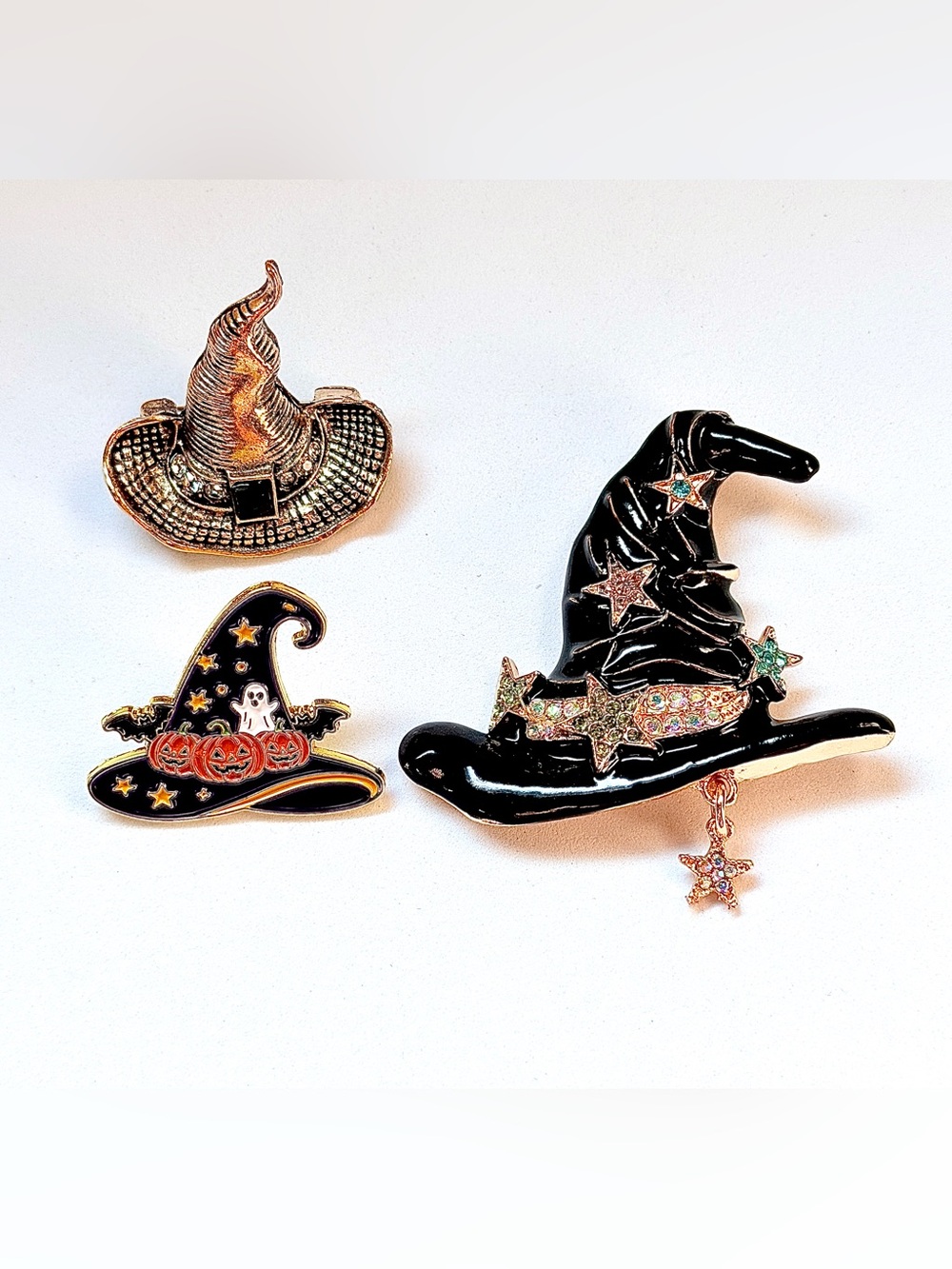 3 piece Halloween Witch’s Hat Pin/Brooch Lot